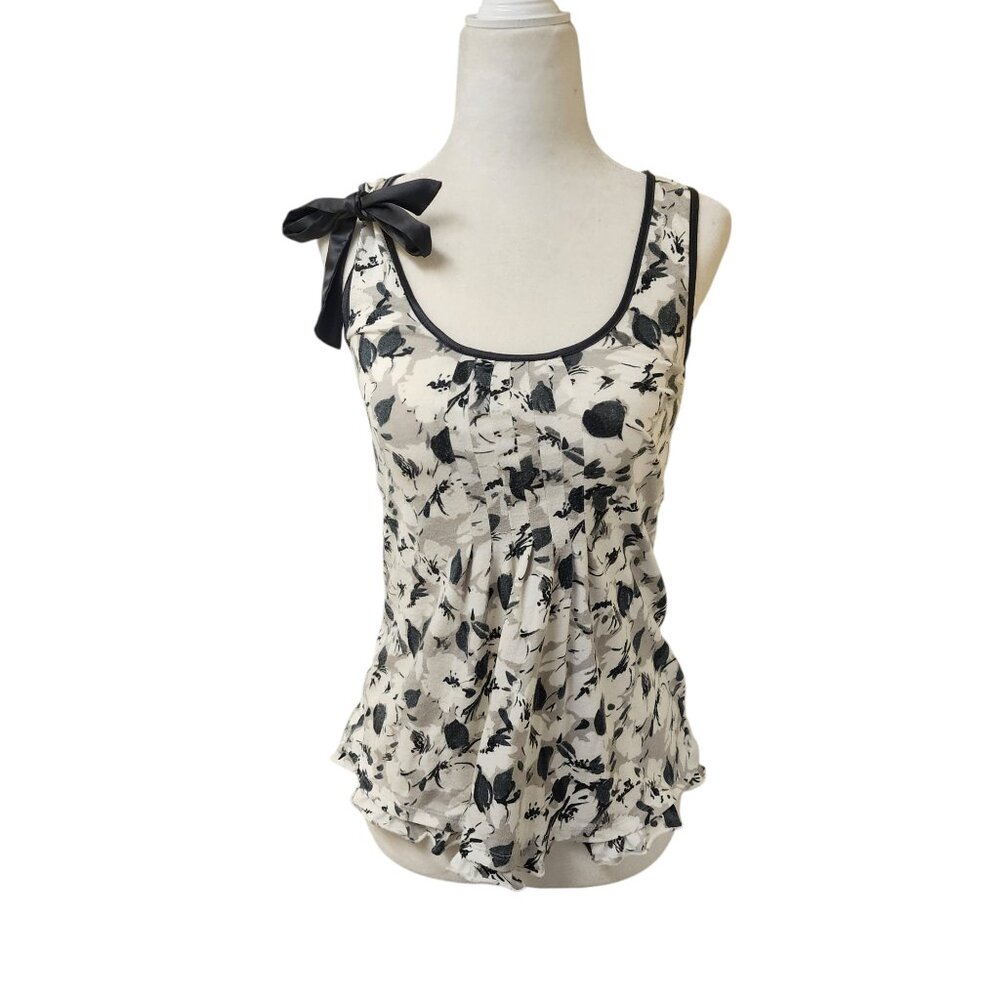 American Eagle White Blue Grey Floral Vintage y2k Tank Top XS